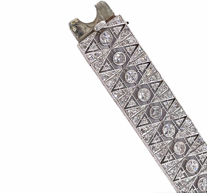 French Art Deco 17.05ct Old European Diamond Platinum Line Bracelet