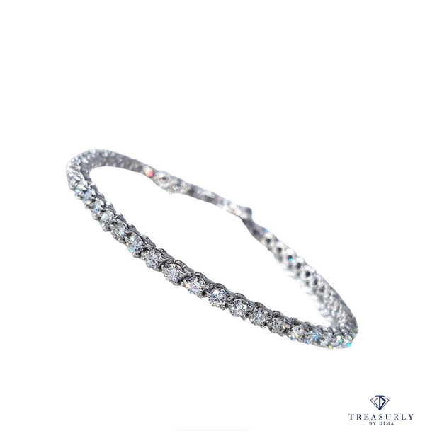 Fine 2.75 Carat Natural Round Diamond Tennis Line Platinum 3 Prong Bracelet