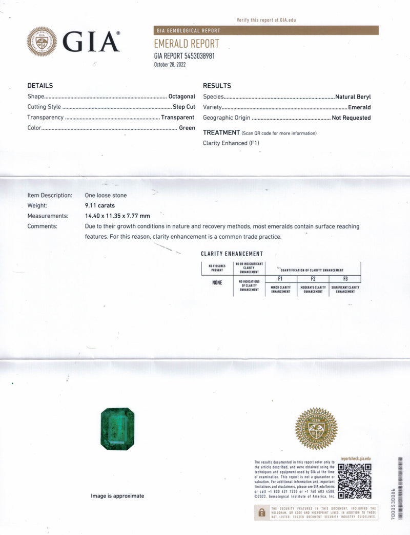 GIA 10.05ct Step cut Rectangular Green Emerald Diamond Plat 18k YG Ring