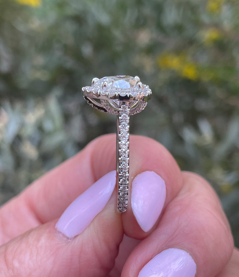 GIA shy 4.0ctw HEART Shaped Diamond Halo Estate Vintage Engagement Platinum Ring