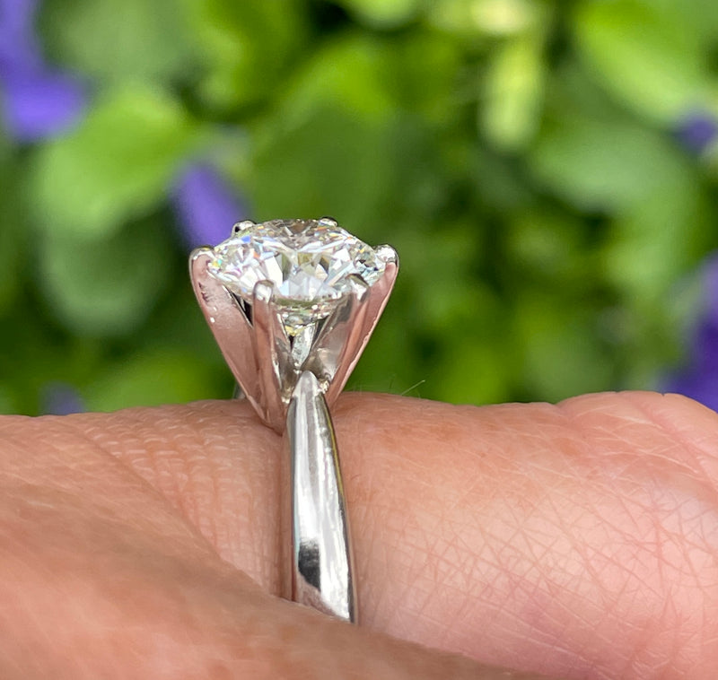 GIA 1.45ct H SI1 Round Cut Solitaire Engagement Wedding Platinum Estate Ring