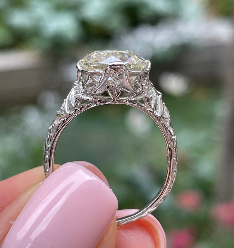 GIA Edwardian 4.45ctw OLD EUROPEAN Diamond Platinum Engagement Ring