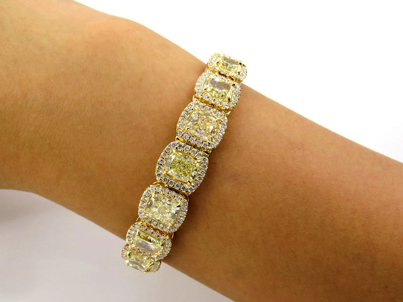 Radiant Cut Canary Yellow Diamond Bracelet Magnificent Natural