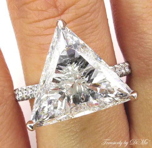 6.47CT ESTATE VINTAGE TRILLION DIAMOND ENGAGEMENT WEDDING RING EGL USA PLAT PAVE | Treasurly by Dima - Exquisite Diamonds and Fine Quality Antique, Vintage, and Estate Jewelry