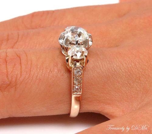 GIA 2.16CT ANTIQUE VINTAGE VICTORIAN OLD CUSHION DIAMOND ENGAGEMENT WEDDING RING | Treasurly by Dima - Exquisite Diamonds and Fine Quality Antique, Vintage, and Estate Jewelry