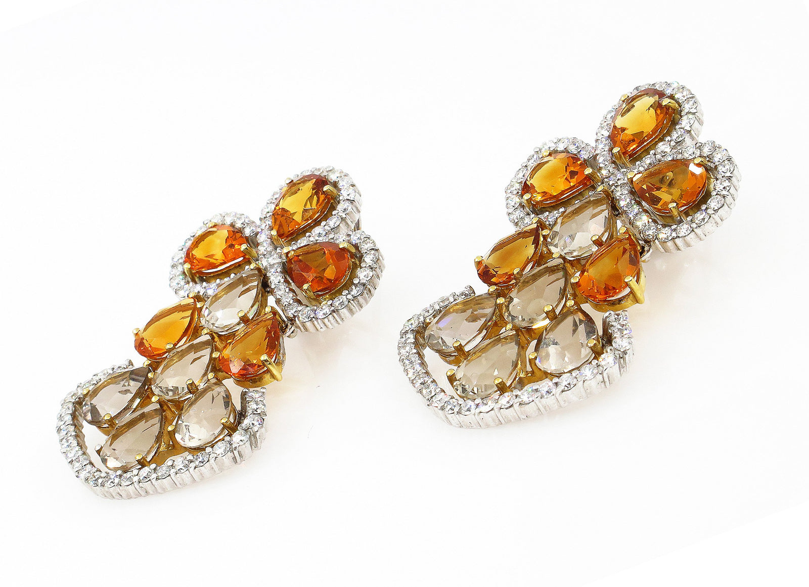 14k high quality Smokey Topaz/Citrine Earrings