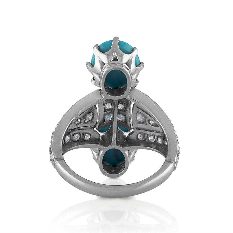 Art Deco GIA 6.64ctw Natural Untreated Turquoise Diamond Antique Vintage Platinum Ring