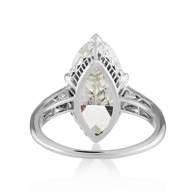 GIA Art Deco 5.58ct Old European Marquise MOVAL Cut Diamond Platinum Ring