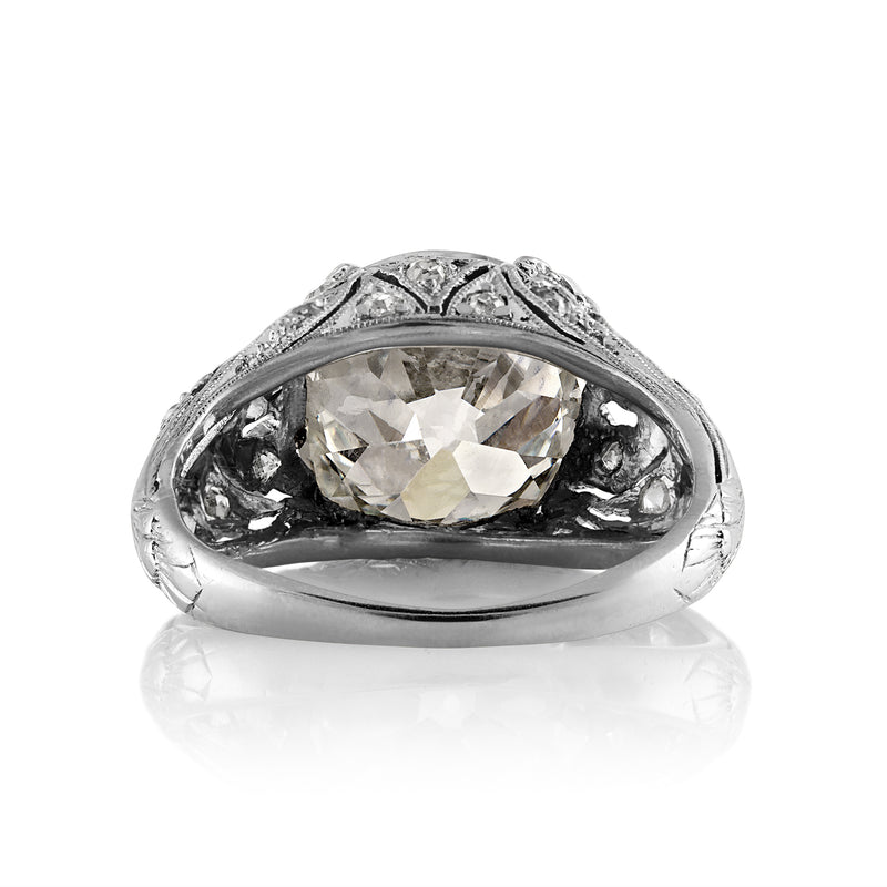 Antique Edwardian GIA 3.92ctw Platinum OLD European Diamond Engagement Ring