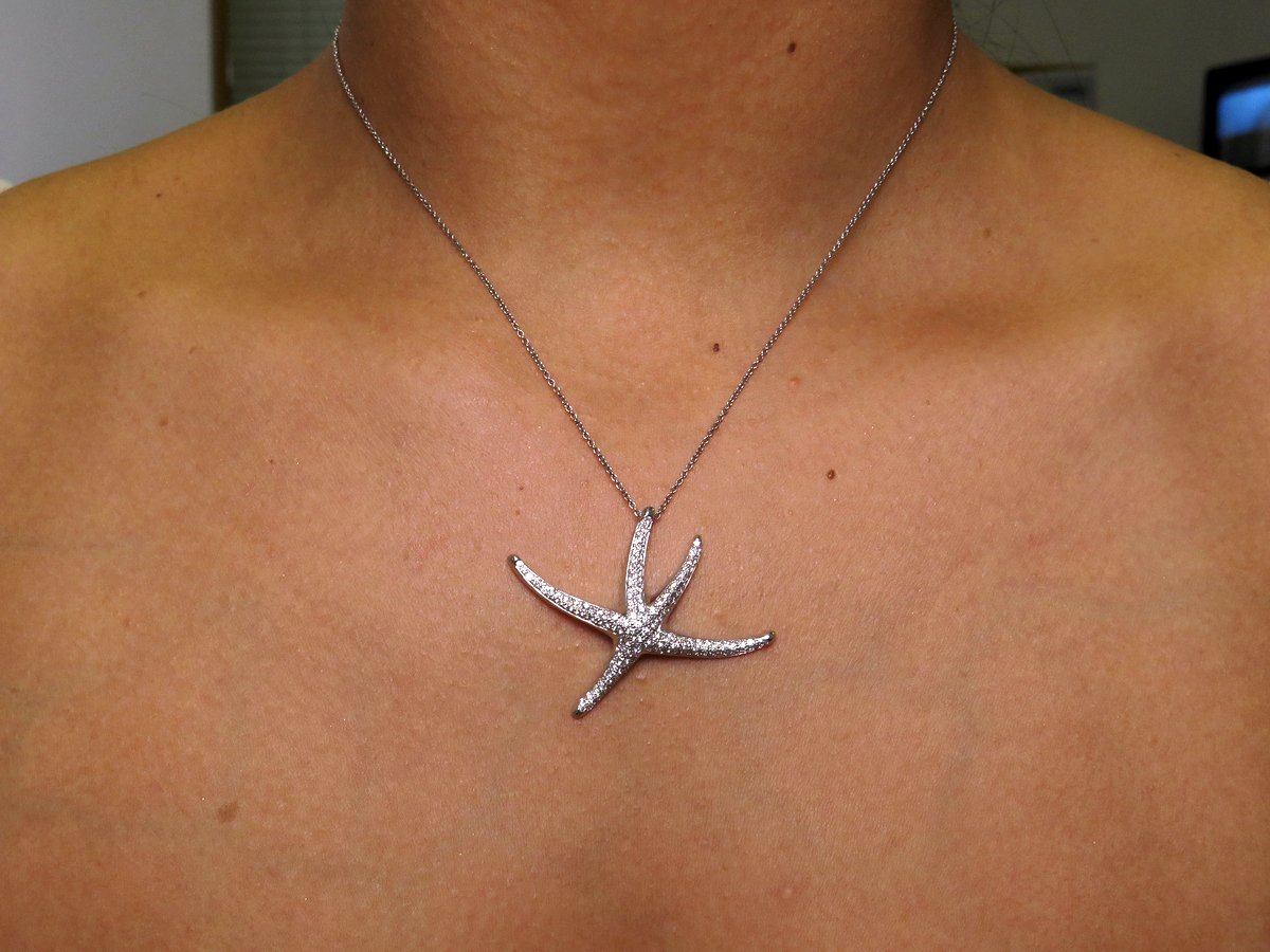 Authentic TIFFANY & CO 1.25ct Large STARFISH Pave Diamond Platinum