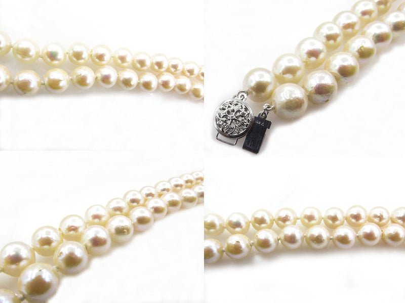 Classic Estate Vintage Cultured Japanese PEARL 9mm White Strand NECKLACE 14k Gold | Treasurly by Dima - Exquisite Diamonds and Fine Quality Antique, Vintage, and Estate Jewelry