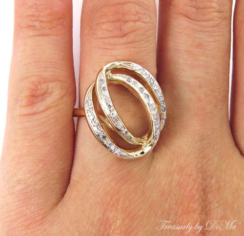 0.50CT ESTATE VINTAGE DIAMOND RIGHT HAND FASHION SWIRL 14K YELLOW GOLD RING | Treasurly by Dima - Exquisite Diamonds and Fine Quality Antique, Vintage, and Estate Jewelry