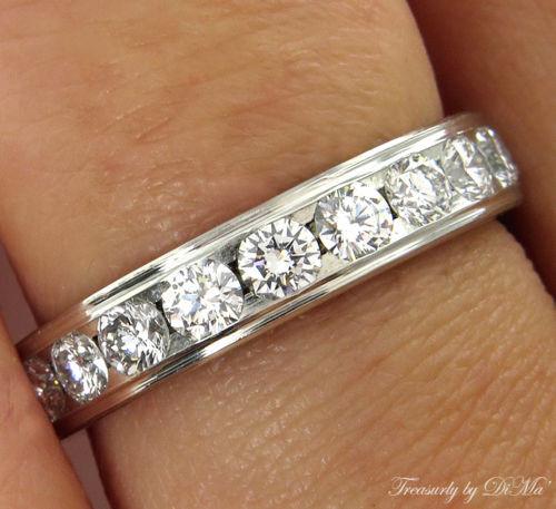 1.00CT SOLID PLATINUM DIAMOND WEDDING ANNIVERSARY BAND RING COMFORT FIT | Treasurly by Dima - Exquisite Diamonds and Fine Quality Antique, Vintage, and Estate Jewelry