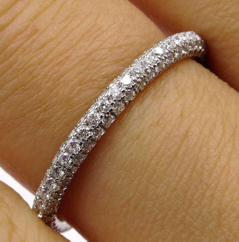 1.30ct Platinum 3 Row Pave Diamond Full Eternity WEDDING ANNIVERSARY Band Ring | Treasurly by Dima - Exquisite Diamonds and Fine Quality Antique, Vintage, and Estate Jewelry