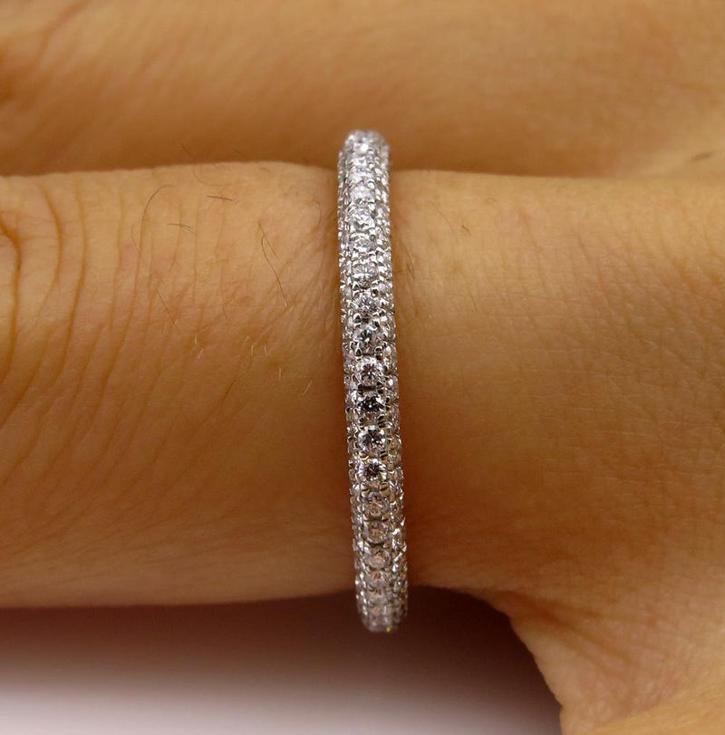 1.30ct Platinum 3 Row Pave Diamond Full Eternity WEDDING ANNIVERSARY Band Ring | Treasurly by Dima - Exquisite Diamonds and Fine Quality Antique, Vintage, and Estate Jewelry