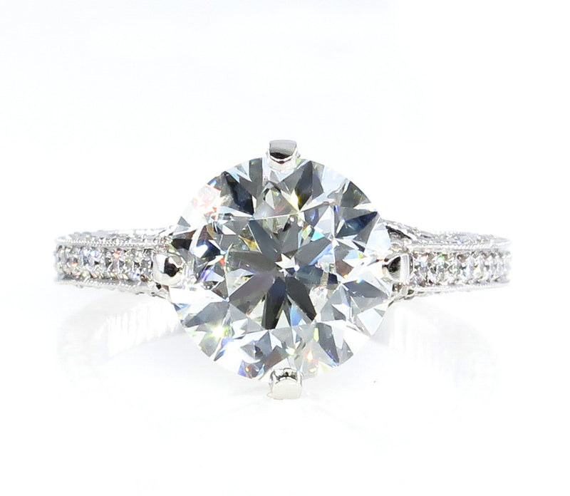 4.36ct Estate Round Brilliant Cut Diamond Solitaire Engagement Wedding Platinum Ring | Treasurly by Dima - Exquisite Diamonds and Fine Quality Antique, Vintage, and Estate Jewelry