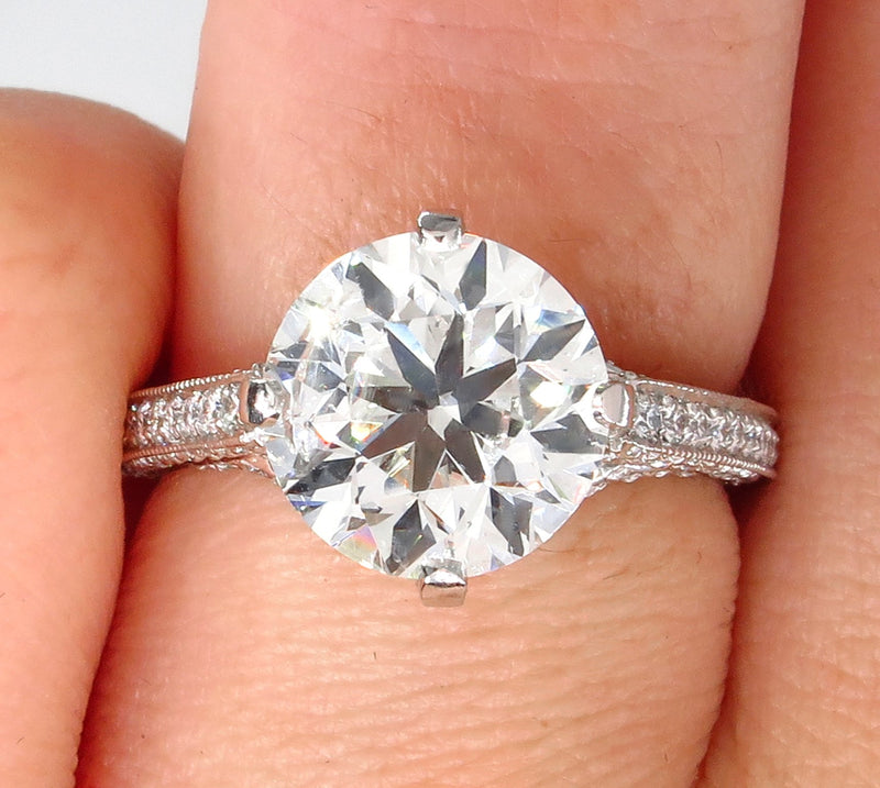 4.36ct Estate Round Brilliant Cut Diamond Solitaire Engagement Wedding Platinum Ring | Treasurly by Dima - Exquisite Diamonds and Fine Quality Antique, Vintage, and Estate Jewelry