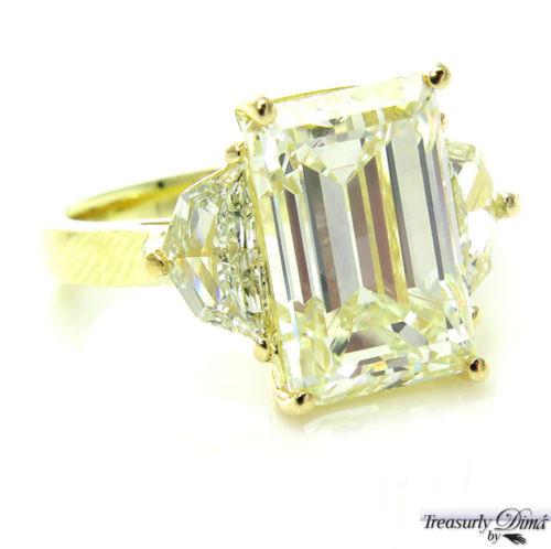 6.28CT ESTATE VINTAGE 3 STONE EMERALD CUT DIAMOND ENGAGEMENT WEDDING RING | Treasurly by Dima - Exquisite Diamonds and Fine Quality Antique, Vintage, and Estate Jewelry