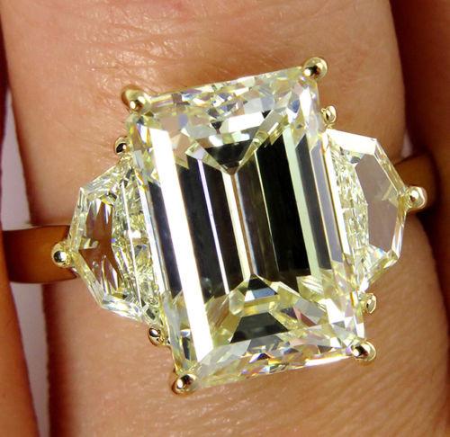 6.28CT ESTATE VINTAGE 3 STONE EMERALD CUT DIAMOND ENGAGEMENT WEDDING RING | Treasurly by Dima - Exquisite Diamonds and Fine Quality Antique, Vintage, and Estate Jewelry