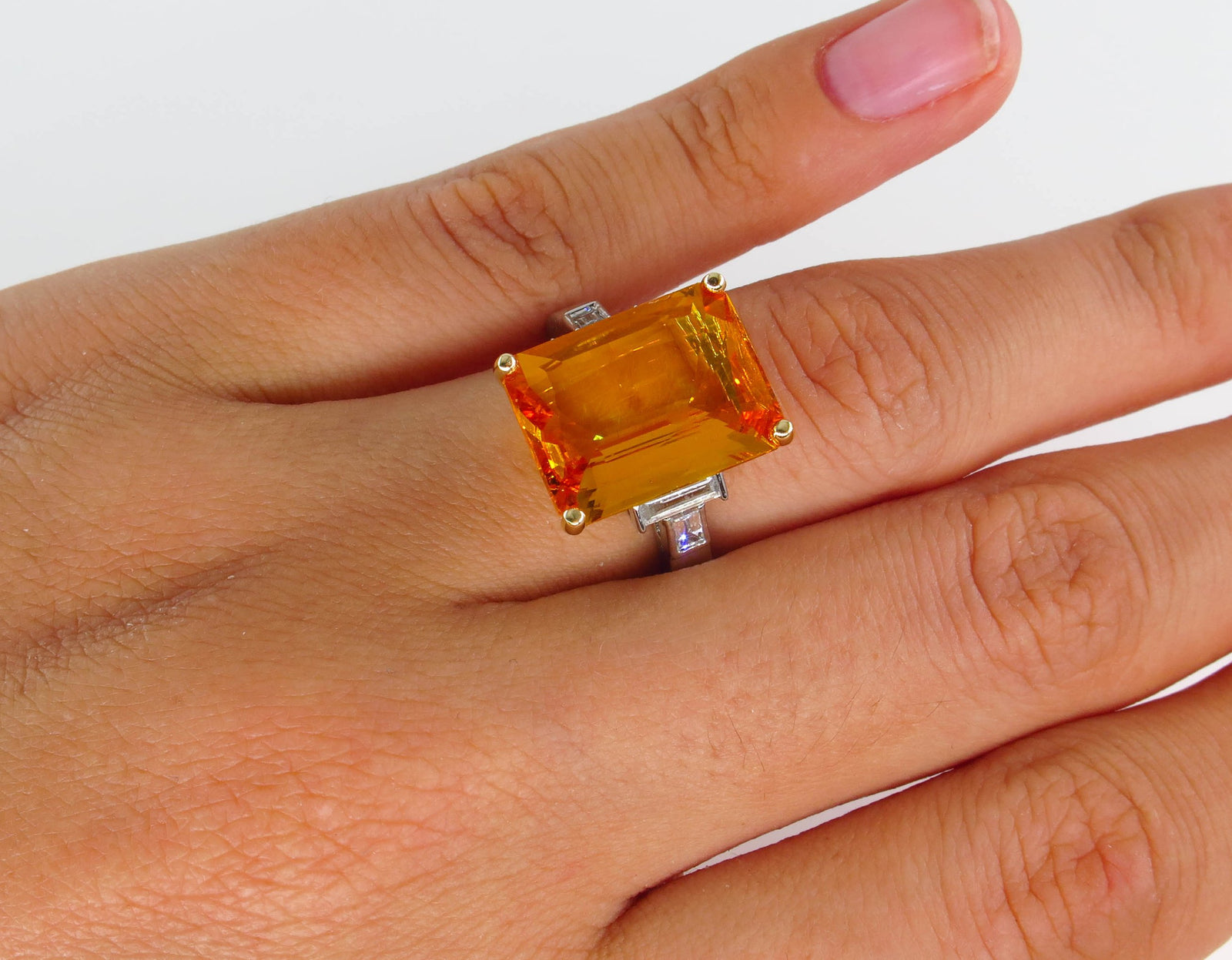 GIA Natural Yellow-Orange Sapphire and Diamond Platinum
