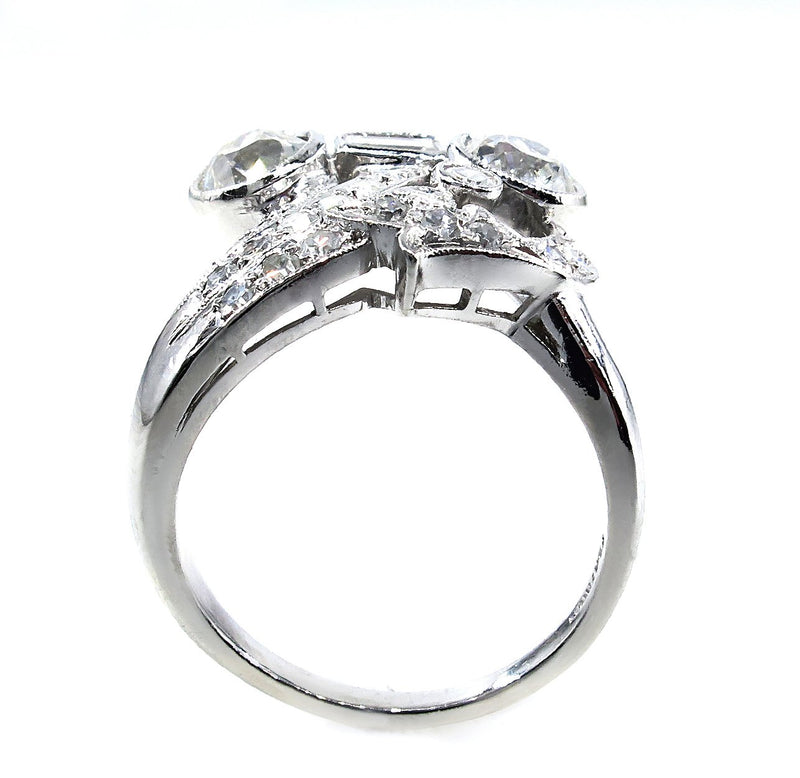 Art Deco 2.25ct OLD European Round Cut Diamond Cocktail Platinum Ring | Treasurly by Dima - Exquisite Diamonds and Fine Quality Antique, Vintage, and Estate Jewelry