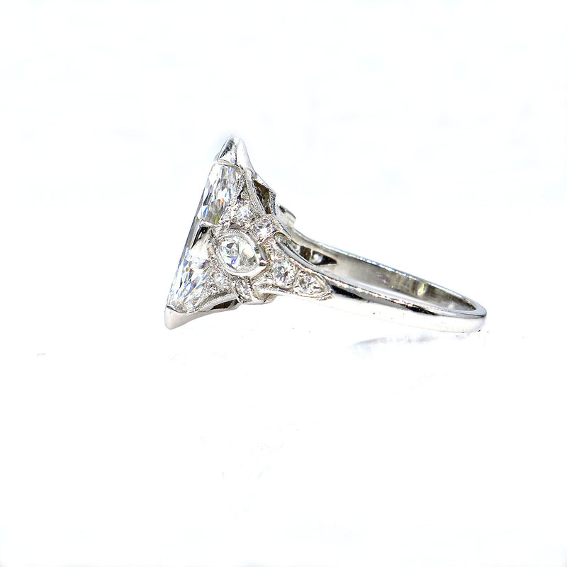 D-VS2 Art Deco Vintage GIA 2.45ct Old Marquise Cut Diamond Engagement PLATINUM Ring | Treasurly by Dima - Exquisite Diamonds and Fine Quality Antique, Vintage, and Estate Jewelry