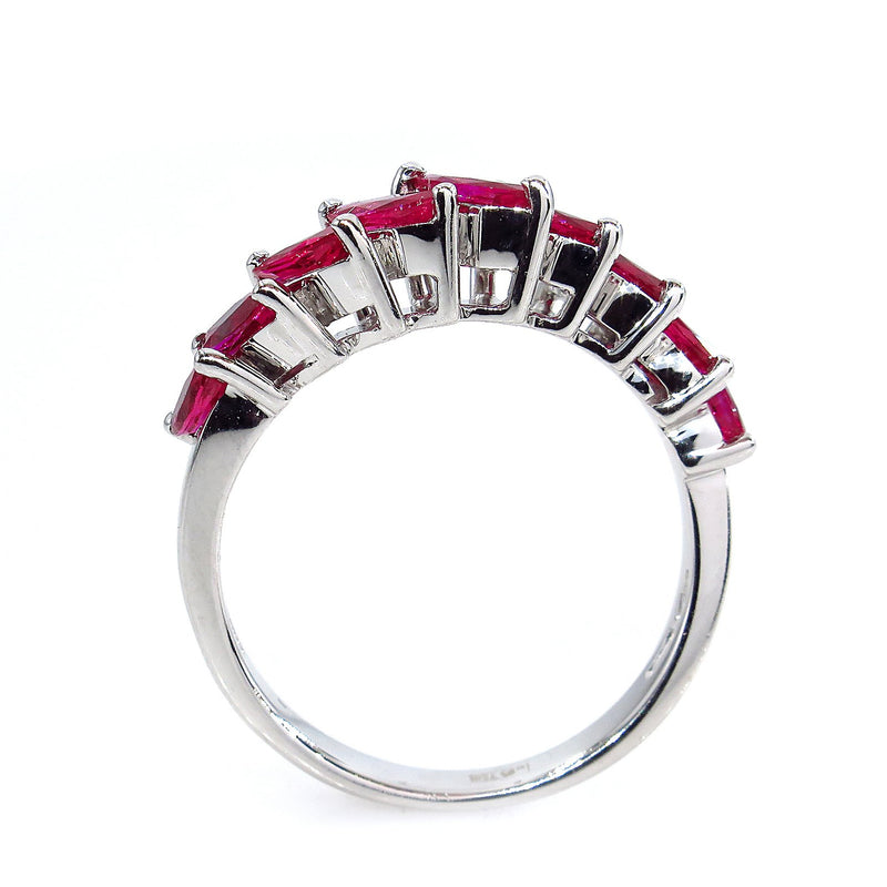 DAMIANI 2.0ct Red RUBY Marquise Estate Wedding ANNIVERSARY 18k White Gold Band Ring | Treasurly by Dima - Exquisite Diamonds and Fine Quality Antique, Vintage, and Estate Jewelry