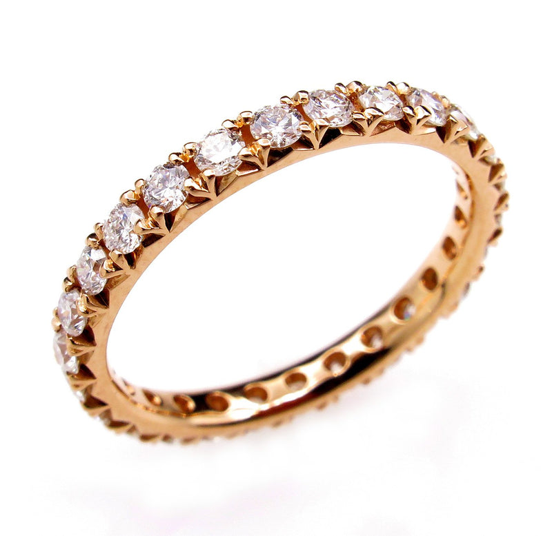 Diamond Wedding Band 0.95 Round Brilliant Diamonds Eternityl 14k Rose Gold Ring Stackable | Treasurly by Dima - Exquisite Diamonds and Fine Quality Antique, Vintage, and Estate Jewelry