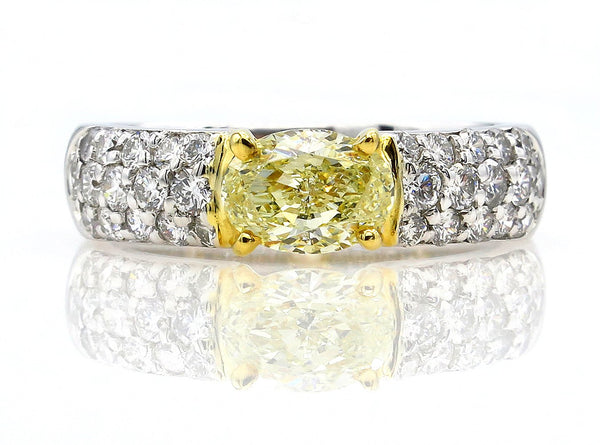 GIA "Canary" 1.62ct Natural Fancy Yellow OVAL Diamond Ring | Treasurly by Dima - Exquisite Diamonds and Fine Quality Antique, Vintage, and Estate Jewelry