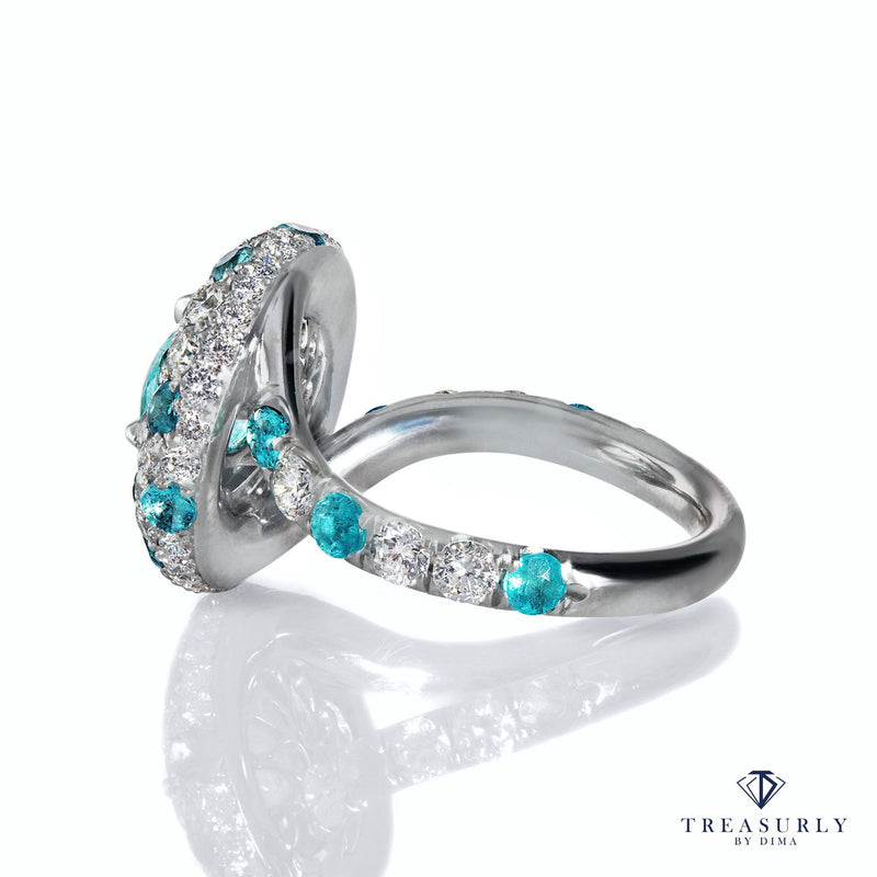 Rare GIA 5ctw Natural PARAIBA Tourmaline & Diamond Platinum Ring | Treasurly by Dima - Exquisite Diamonds and Fine Quality Antique, Vintage, and Estate Jewelry